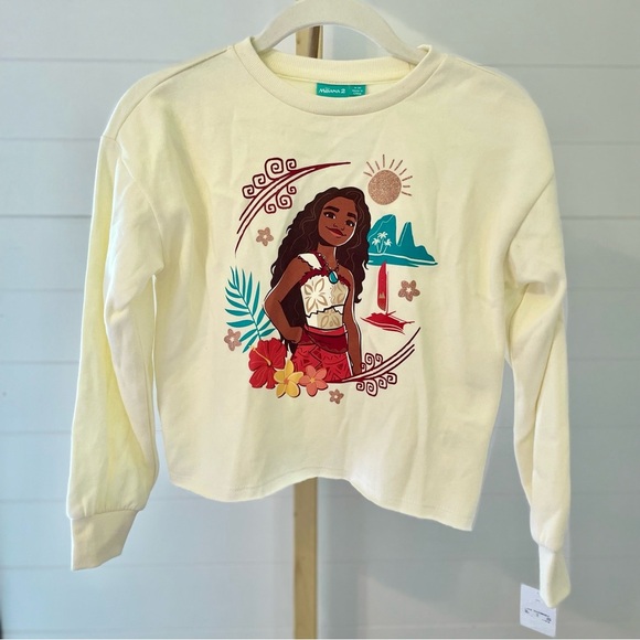 Disney Other - Disney Moana 2 Dreamy‎ Fleece Sweatshirt Ivory Girls Medium NWT